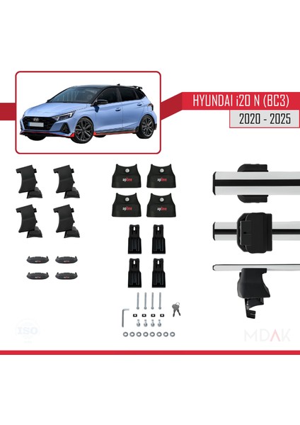 Hyundai I20 Iıı (Bc3) N 2020 ve Sonrası ile Uyumlu Ace-4 Ara Atkı Tavan Barı Gri 2 Adet indirimleri