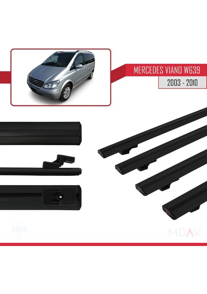 Mercedes Viano 2 (W639) Pre-Facelift 2003-2010 Arası ile Uyumlu Basıc Model Ara Atkı Tavan Barı Siyah 4 Adet modelleri