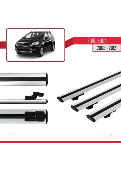 Ford Kuga (C394) 2008-2012 Arası ile Uyumlu Basıc Model Ara Atkı Tavan Barı Gri 3 Adet modelleri