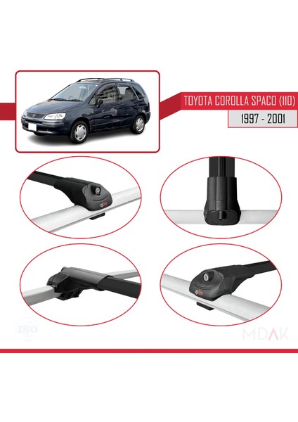 Toyota Corolla Spacio (E110) 1997-2001 Arası ile Uyumlu Ace-1 Ara Atkı Tavan Barı Siyah 2 Adet fırsatları