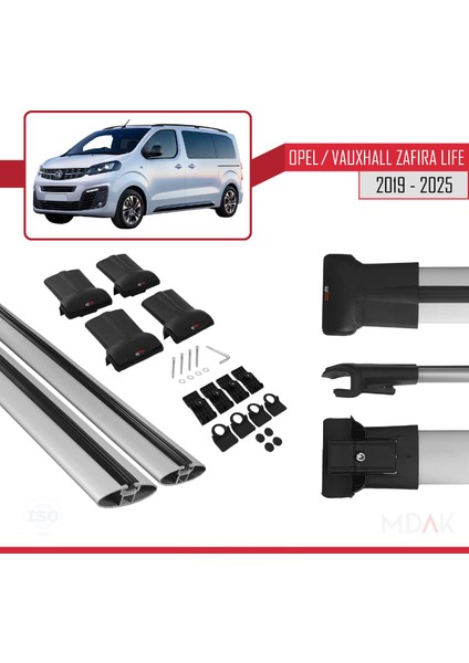 Opel Zafira Life 2019 ve Sonrası ile Uyumlu Fly Model Ara Atkı Tavan Barı Gri 2 Adet indirimleri