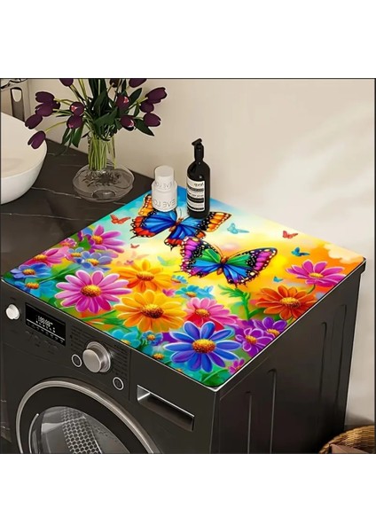 55 cm x 45 cm Gökkuşağı Kelebek Çiçek Tasarımı Tezgah Üstü Bulaşık Kurutma Matı Bulaşıklık Kurutma Örtüsü modelleri