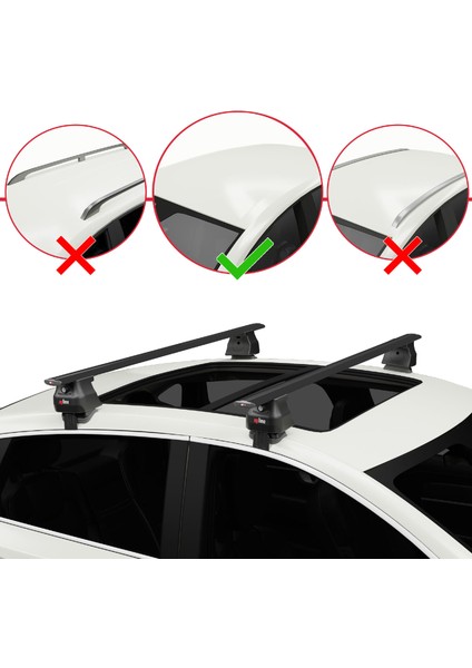 Toyota Aygo 2005-2014 Arası ile Uyumlu Ace-4 Ara Atkı Tavan Barı Siyah 2 Adet fiyatları