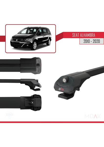 Seat Alhambra 2 (7n) 2010-2020 Arası ile Uyumlu Ace-1 Ara Atkı Tavan Barı Siyah 3 Adet modelleri
