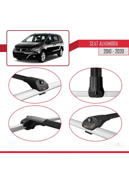 Seat Alhambra 2 (7n) 2010-2020 Arası ile Uyumlu Ace-1 Ara Atkı Tavan Barı Siyah 3 Adet fırsatları