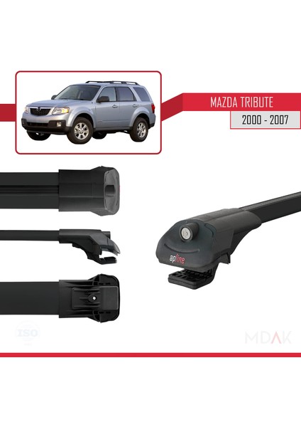 Mazda Tribute 2000-2007 Arası ile Uyumlu Ace-1 Ara Atkı Tavan Barı Siyah 3 Adet modelleri