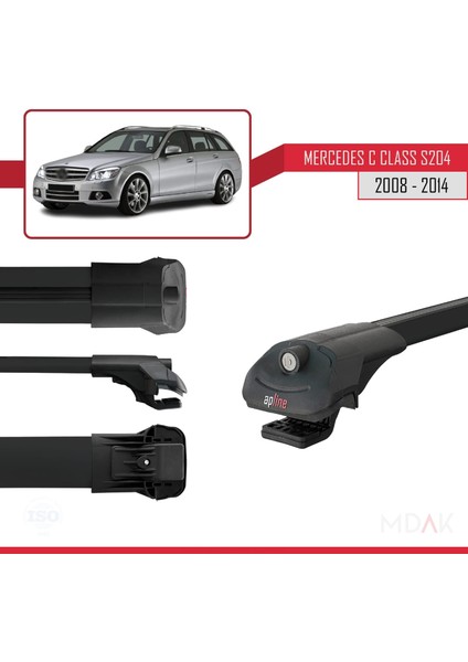 Mercedes C Class 3 (S204) 2008-2014 Arası ile Uyumlu Ace-1 Ara Atkı Tavan Barı Siyah 2 Adet modelleri