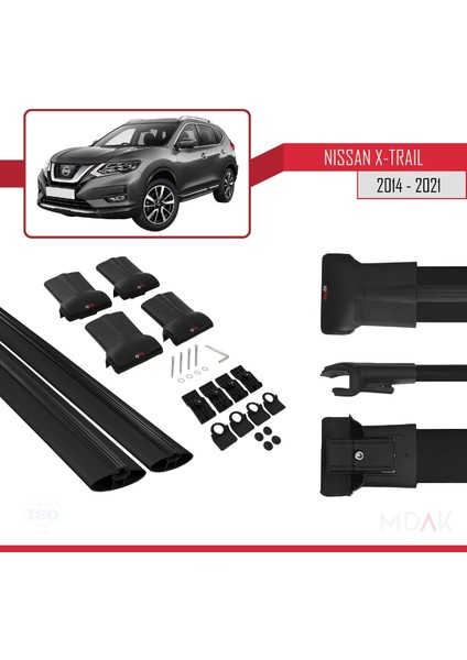 Nissan X-Trail 3 (T32) 2014-2021 Arası ile Uyumlu Fly Model Ara Atkı Tavan Barı Siyah 2 Adet indirimleri