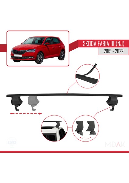 Skoda Fabia 3 (Nj) 2015-2022 Arası ile Uyumlu Ace-4 Ara Atkı Tavan Barı Siyah 2 Adet modelleri