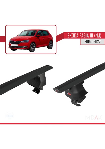 Skoda Fabia 3 (Nj) 2015-2022 Arası ile Uyumlu Ace-4 Ara Atkı Tavan Barı Siyah 2 Adet fırsatları