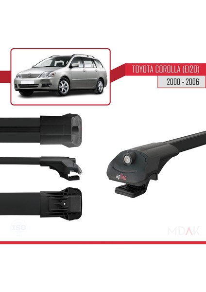 Toyota Corolla 9 (E120) Sw 2000-2006 Arası ile Uyumlu Ace-1 Ara Atkı Tavan Barı Siyah 2 Adet