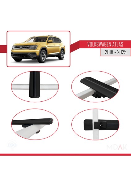 Volkswagen Atlas (Ca1) 2018 ve Sonrası ile Uyumlu Basıc Model Ara Atkı Tavan Barı Siyah 3 Adet fırsatları
