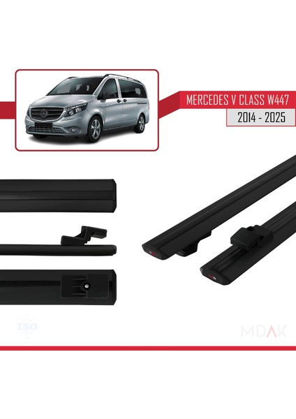 Mercedes V Class 3 (W447) 2014 ve Sonrası ile Uyumlu Basıc Model Ara Atkı Tavan Barı Siyah 2 Adet modelleri