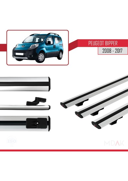 Peugeot Bipper 2008-2017 Arası ile Uyumlu Basıc Model Ara Atkı Tavan Barı Gri 3 Adet modelleri