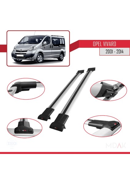 Opel Vivaro A 2001-2014 Arası ile Uyumlu Fly Model Ara Atkı Tavan Barı Gri 2 Adet modelleri