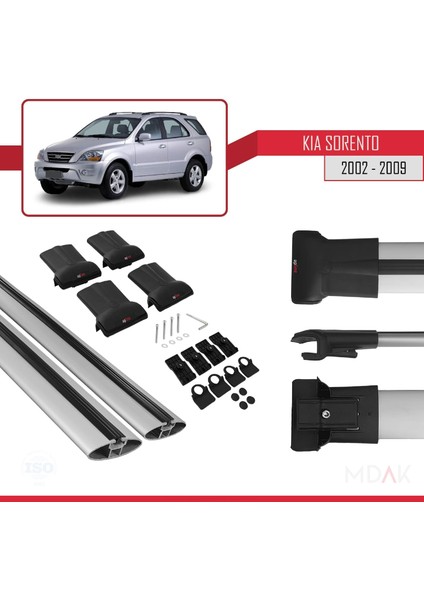 Kia Sorento (Bl) 2002-2009 Arası ile Uyumlu Fly Model Ara Atkı Tavan Barı Gri 2 Adet indirimleri