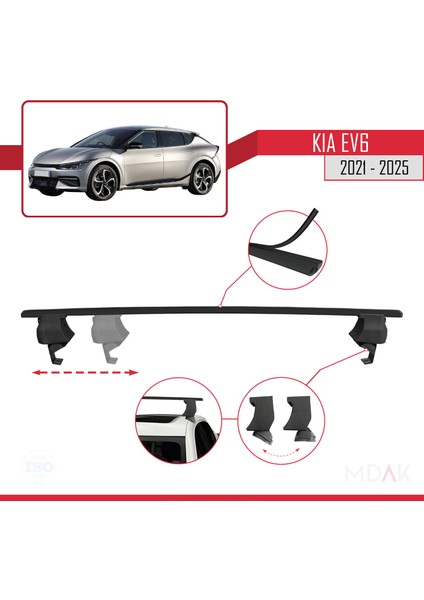 Kia Ev6 2021 ve Sonrası ile Uyumlu Ace-4 Ara Atkı Tavan Barı Siyah 2 Adet