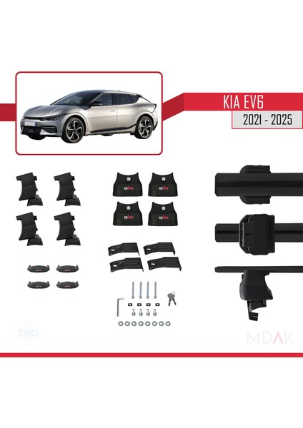 Kia Ev6 2021 ve Sonrası ile Uyumlu Ace-4 Ara Atkı Tavan Barı Siyah 2 Adet