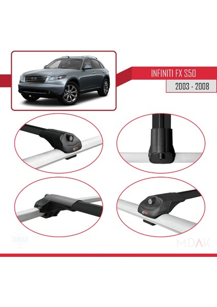 Infiniti Fx (S50) 2003-2008 Arası ile Uyumlu Ace-1 Ara Atkı Tavan Barı Siyah 2 Adet fırsatları