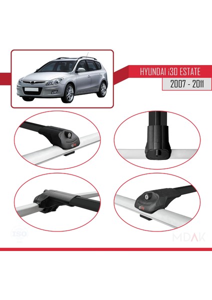 Hyundai I30 (Fd) Sw 2007-2011 Arası ile Uyumlu Ace-1 Ara Atkı Tavan Barı Siyah 2 Adet fırsatları