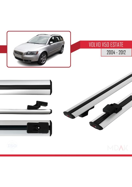 Volvo V50 2004-2012 Arası ile Uyumlu Basıc Model Ara Atkı Tavan Barı Gri 2 Adet modelleri