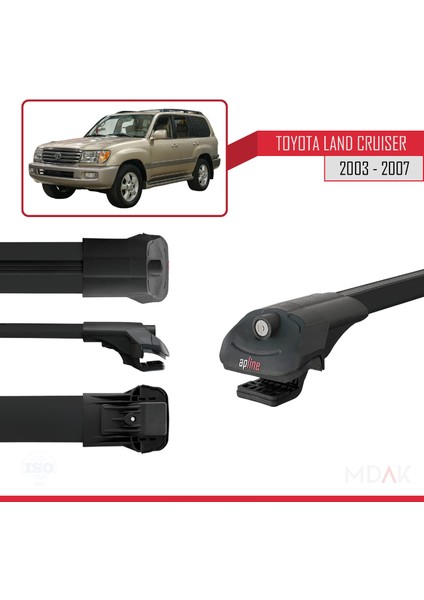 Toyota Land Cruiser (J100) 2003-2007 Arası ile Uyumlu Ace-1 Ara Atkı Tavan Barı Siyah 2 Adet modelleri