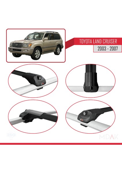 Toyota Land Cruiser (J100) 2003-2007 Arası ile Uyumlu Ace-1 Ara Atkı Tavan Barı Siyah 2 Adet fırsatları