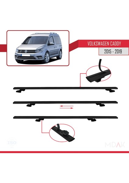 Volkswagen Caddy 3 (Sa) 2015-2019 Arası ile Uyumlu Basıc Model Ara Atkı Tavan Barı Siyah 2 Adet indirimleri