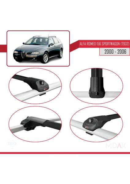 Alfa Romeo 156 (T932) Sw 2000-2006 Arası ile Uyumlu Ace-1 Ara Atkı Tavan Barı Siyah 3 Adet fırsatları