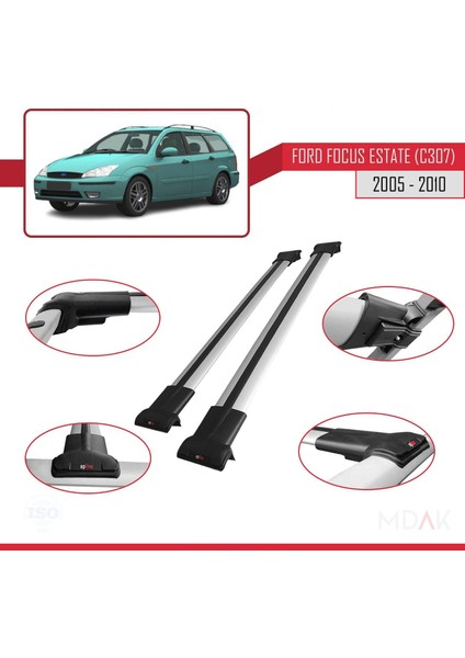 Ford Focus 2 (C307) Sw 2005-2010 Arası ile Uyumlu Fly Model Ara Atkı Tavan Barı Gri 2 Adet fırsatları