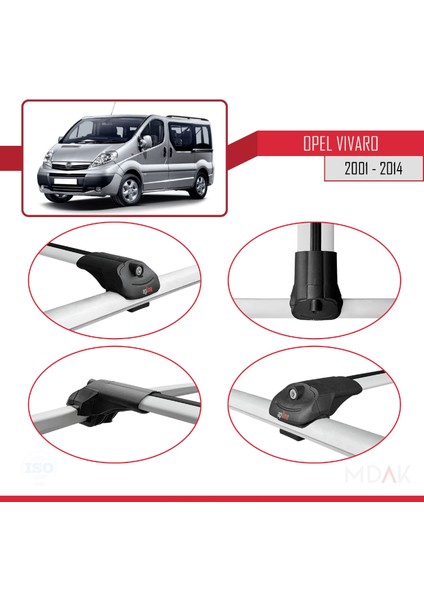 Opel Vivaro A 2001-2014 Arası ile Uyumlu Ace-1 Ara Atkı Tavan Barı Gri 3 Adet fırsatları