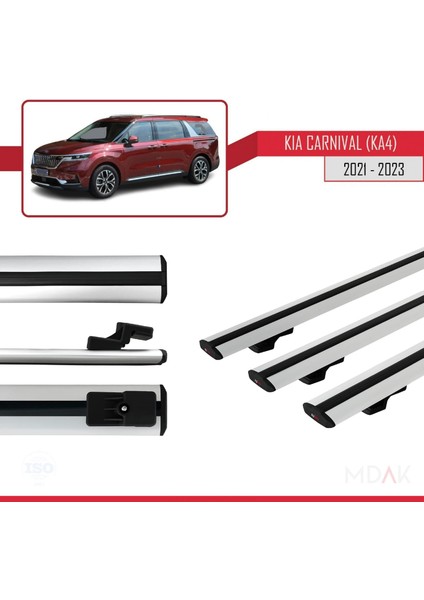 Kia Carnival 4 (Ka4) 2021-2023 Arası ile Uyumlu Basıc Model Ara Atkı Tavan Barı Gri 3 Adet modelleri