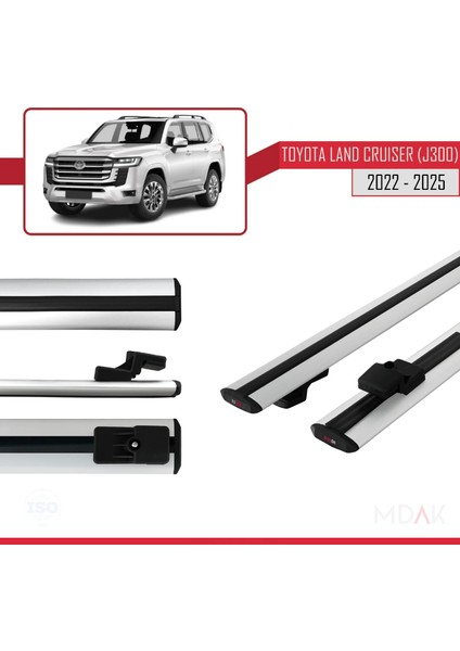 Toyota Land Cruiser (J300) 2022 ve Sonrası ile Uyumlu Basıc Model Ara Atkı Tavan Barı Gri 2 Adet modelleri