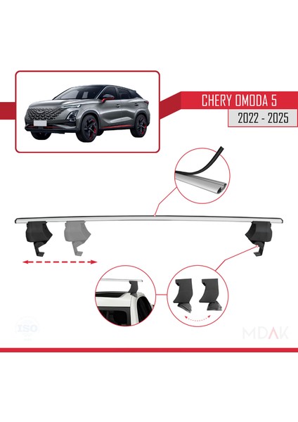 Chery Omoda 5 2023 ve Sonrası ile Uyumlu Ace-4 Ara Atkı Tavan Barı Gri 2 Adet