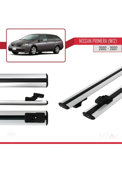 Nissan Primera 3 (W12) Traveller 2002-2007 Arası ile Uyumlu Basıc Model Ara Atkı Tavan Barı Gri 2 Adet modelleri