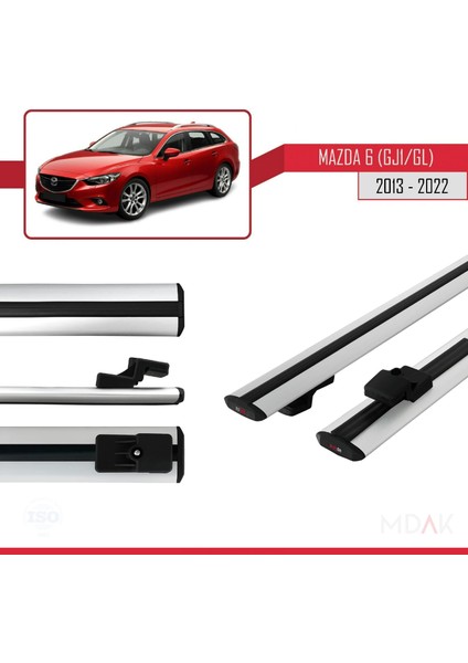 Mazda 6 Iıı (Gj1/gl) 2013-2022 Arası ile Uyumlu Basıc Model Ara Atkı Tavan Barı Gri 2 Adet modelleri