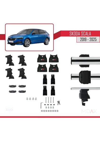 Skoda Scala 2019 ve Sonrası ile Uyumlu Ace-4 Ara Atkı Tavan Barı Gri 2 Adet indirimleri