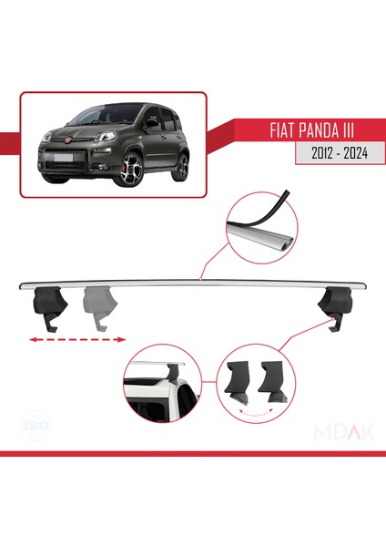 Fiat Panda 3 (319) 2012-2024 Arası ile Uyumlu Ace-4 Ara Atkı Tavan Barı Gri 2 Adet modelleri