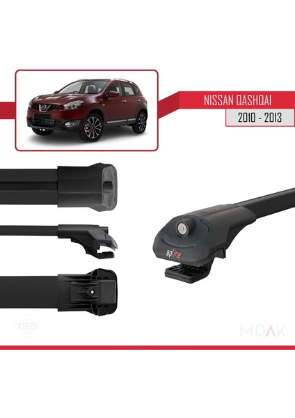 Nissan Qashqai (J10) Post-Facelift 2010-2013 Arası ile Uyumlu Ace-1 Ara Atkı Tavan Barı Siyah 3 Adet modelleri