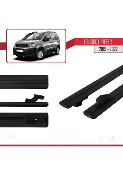 Peugeot Rifter 2019-2022 Arası ile Uyumlu Basıc Model Ara Atkı Tavan Barı Siyah 2 Adet modelleri