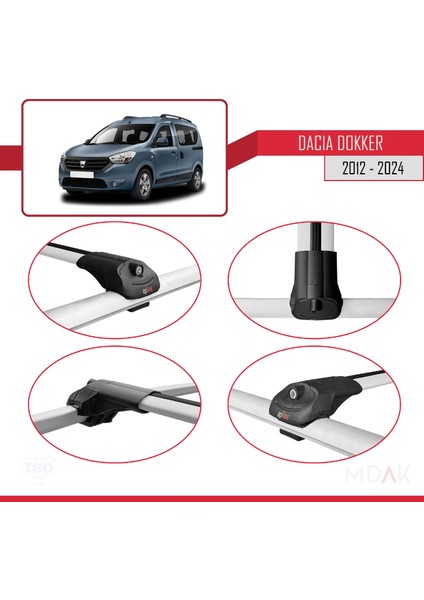 Dacia Dokker (K67) 2012-2024 Arası ile Uyumlu Ace-1 Ara Atkı Tavan Barı Gri 2 Adet indirimleri