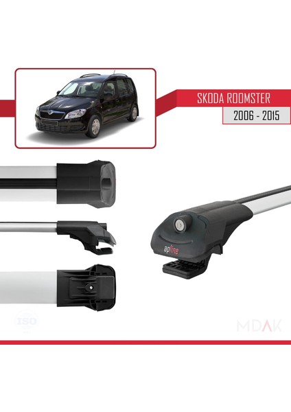 Skoda Roomster 2006-2015 Arası ile Uyumlu Ace-1 Ara Atkı Tavan Barı Gri 2 Adet modelleri