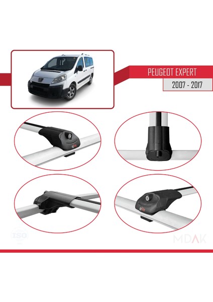 Peugeot Expert 2 2007-2016 Arası ile Uyumlu Ace-1 Ara Atkı Tavan Barı Gri 4 Adet fırsatları