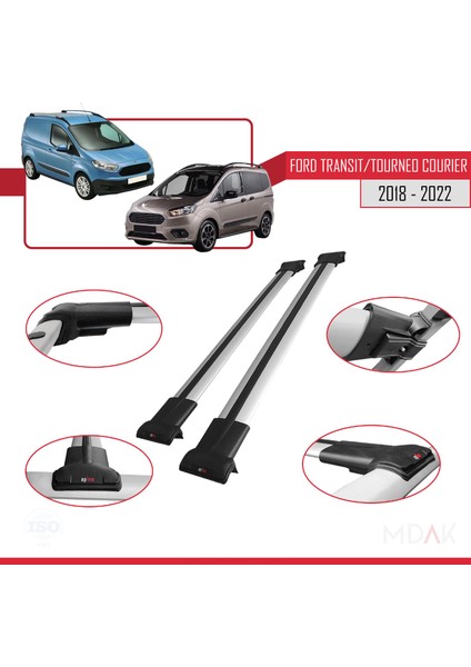 Ford Transit/tourneo Courier Post-Facelift 2018-2022 Arası ile Uyumlu Fly Model Ara Atkı Tavan Barı Gri 2 Adet modelleri