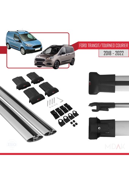 Ford Transit/tourneo Courier Post-Facelift 2018-2022 Arası ile Uyumlu Fly Model Ara Atkı Tavan Barı Gri 2 Adet indirimleri