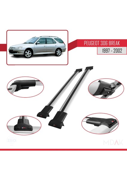 Peugeot 306 Sw 1997-2002 Arası ile Uyumlu Fly Model Ara Atkı Tavan Barı Gri 2 Adet fırsatları