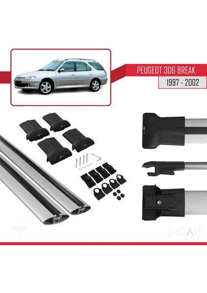 Peugeot 306 Sw 1997-2002 Arası ile Uyumlu Fly Model Ara Atkı Tavan Barı Gri 2 Adet indirimleri