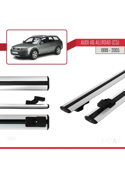 A6 (C5) Allroad 1999-2005 Arası ile Uyumlu Basıc Model Ara Atkı Tavan Barı Gri 2 Adet modelleri