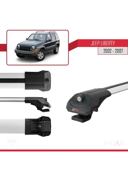 Jeep Liberty 2002-2007 Arası ile Uyumlu Ace-1 Ara Atkı Tavan Barı Gri 3 Adet modelleri