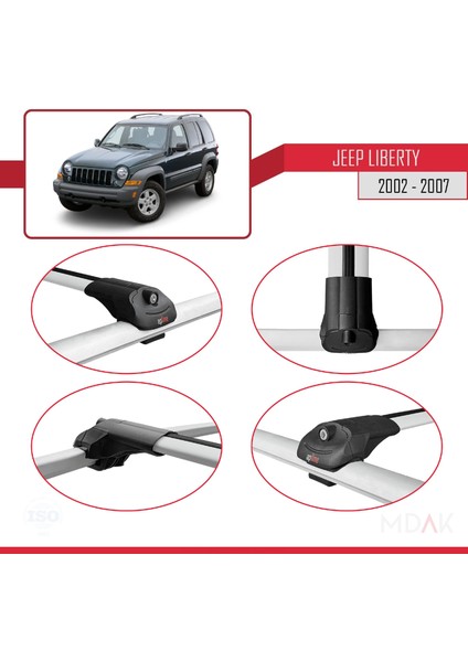 Jeep Liberty 2002-2007 Arası ile Uyumlu Ace-1 Ara Atkı Tavan Barı Gri 3 Adet fırsatları